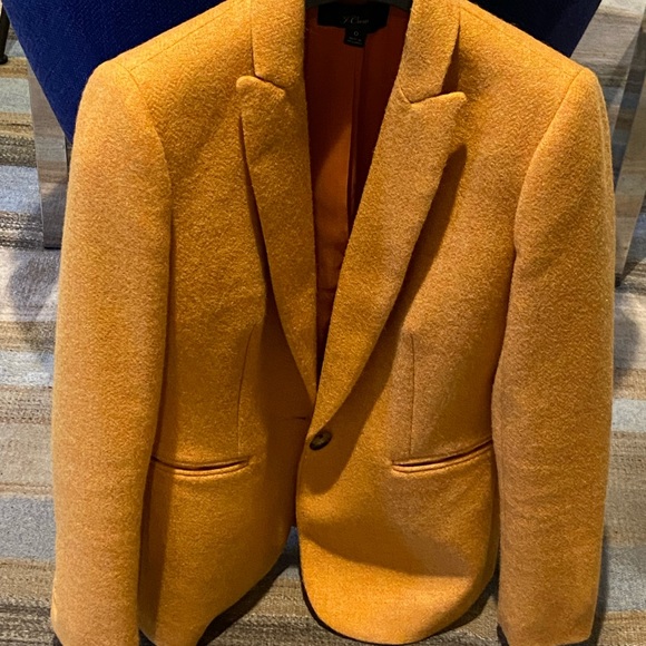 NWOT jcrew parke blazer size 0 in gold ochre color all wool - Picture 2 of 9